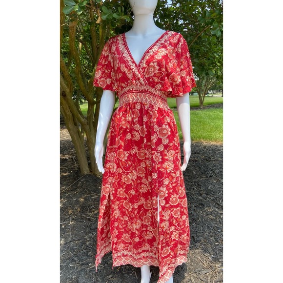Angies Red Floral Printed Maxi Dress Bohemian Elegance for Spring* Size MED WD46 - Picture 1 of 14